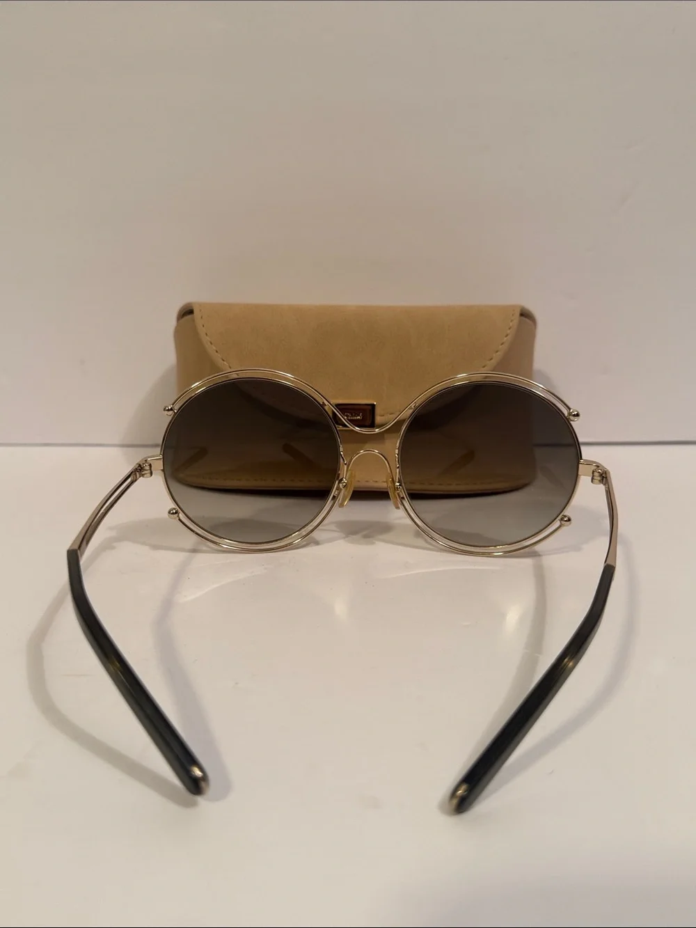Chloe CE 122S Round Gold Frame Sunglasses with Gradient Lenses